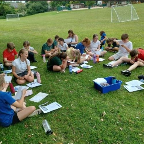 Year 5/6 have been making the most of this week's weather with lots of outdoor learning.