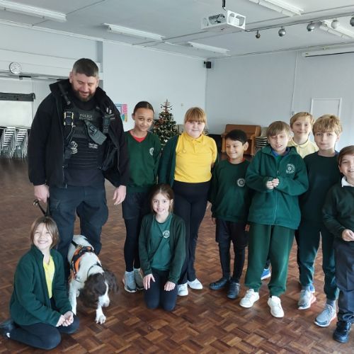 Police dog Delta received a warm welcome from our Mini Police Cadets during her visit to our school